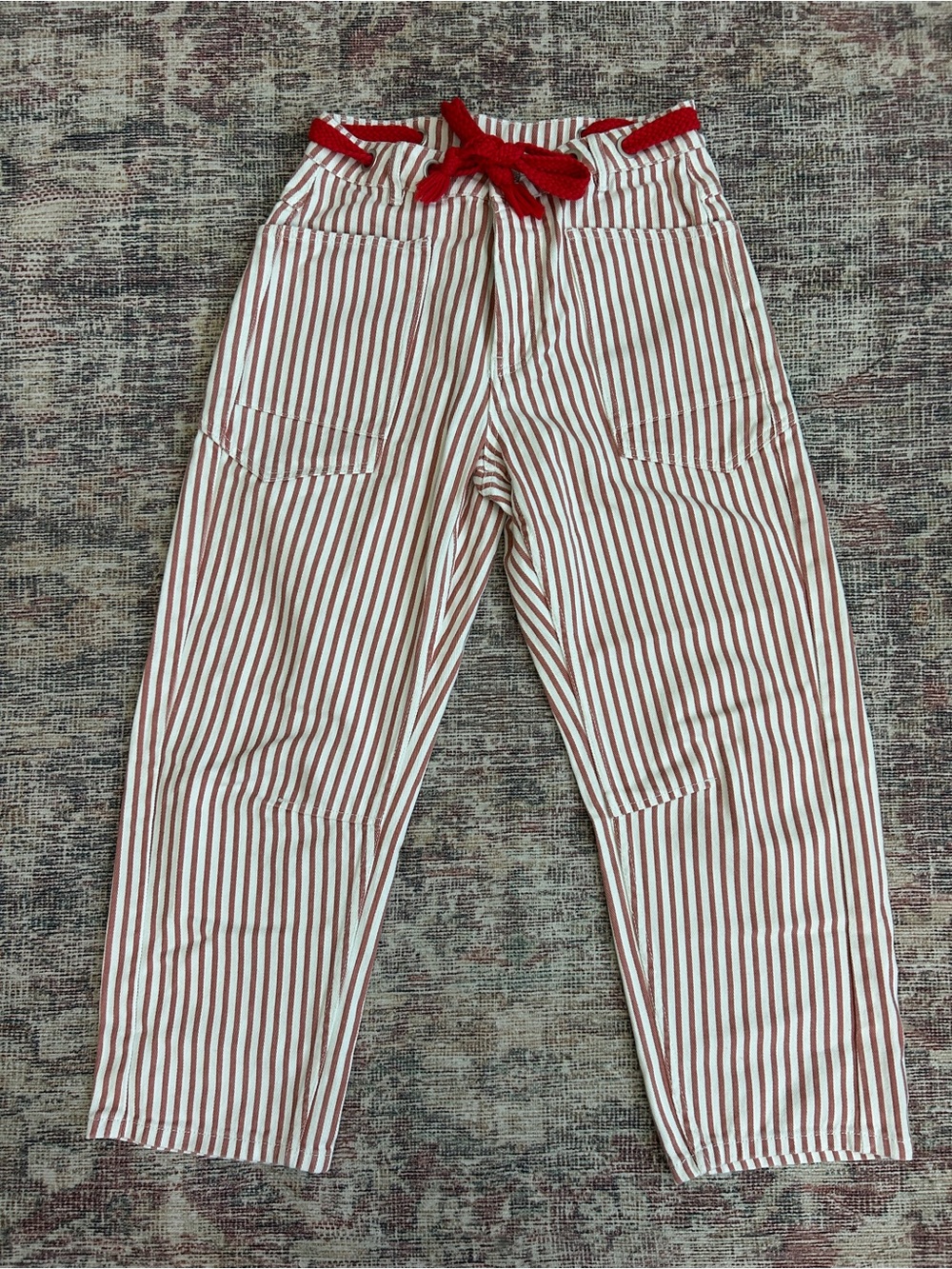bohme Women's Red and White Stripe Casual barrel Pull-On Jeans